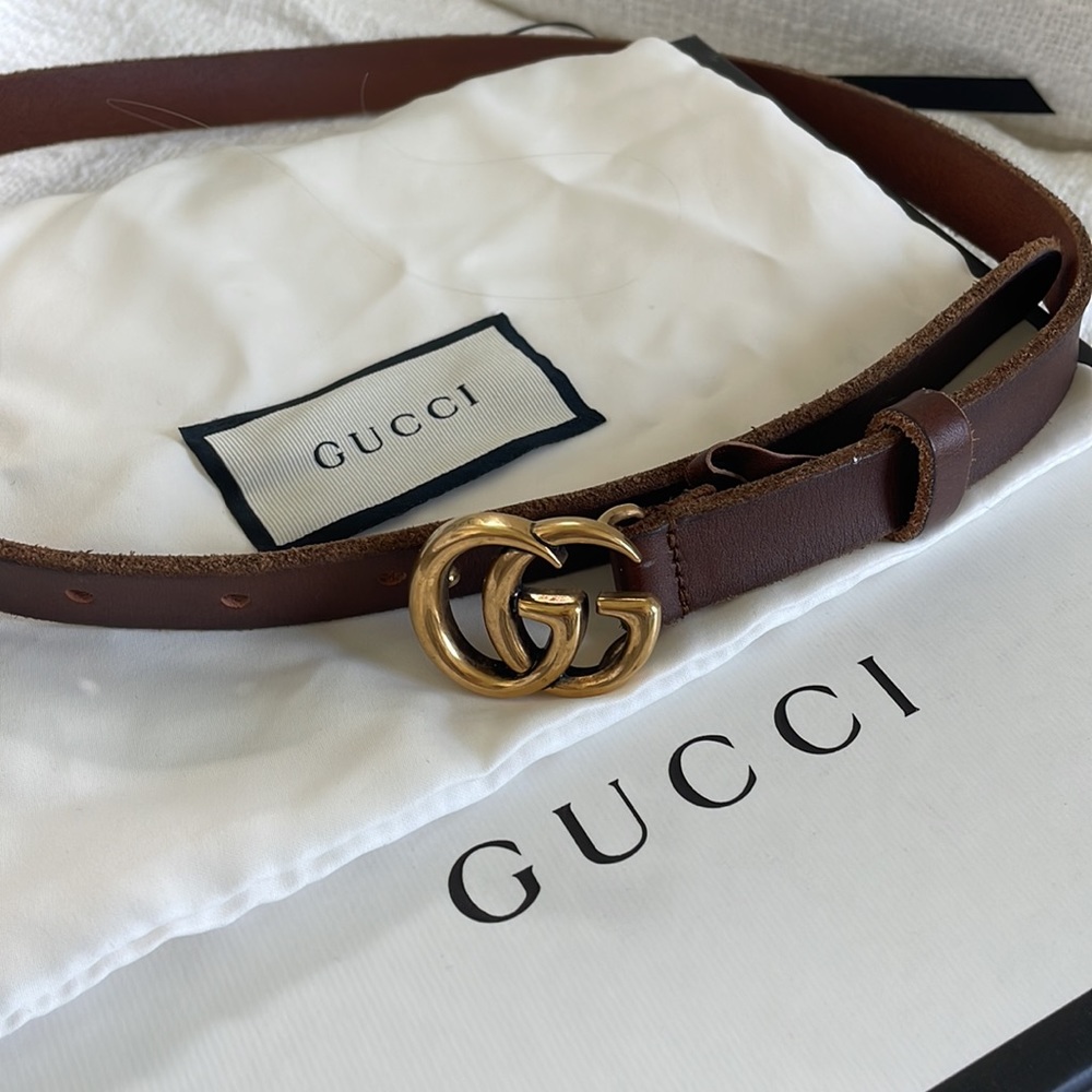 brown gucci belt size 80 (us 25) 3ft long